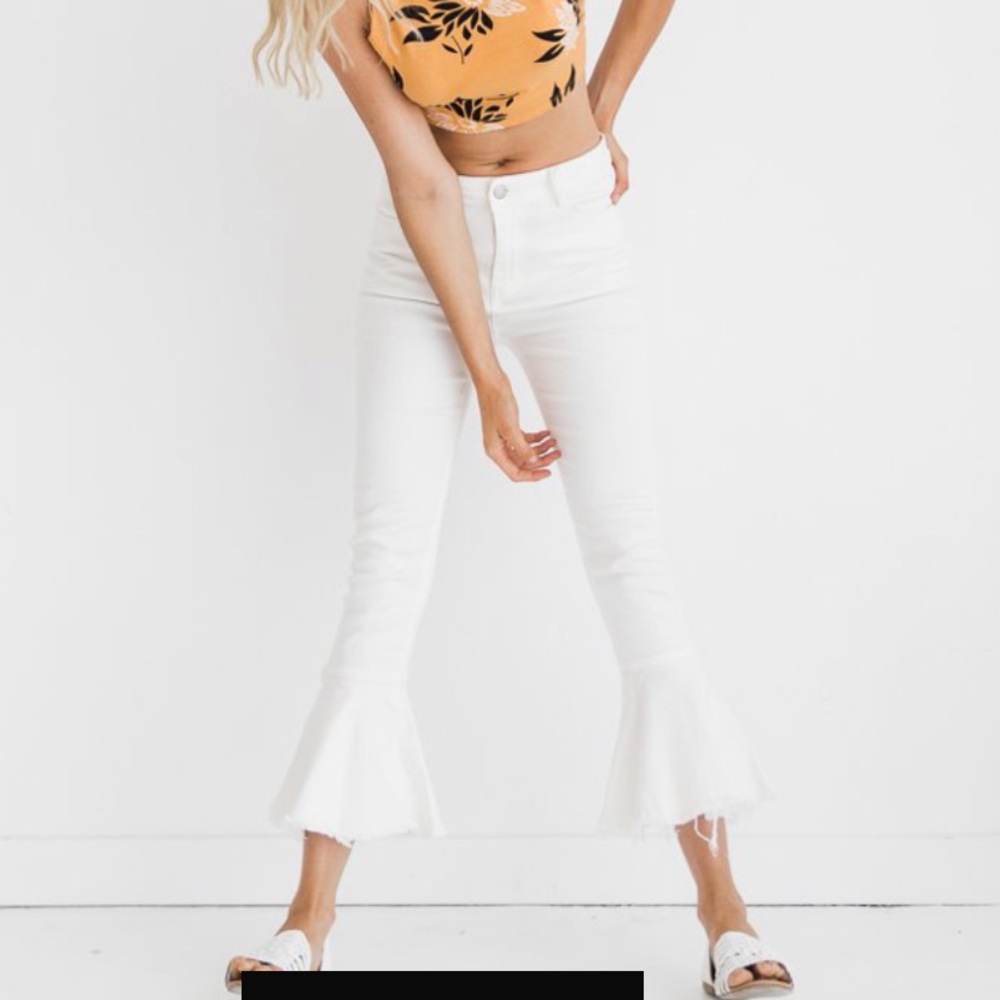 NWOT Light + Love Flare Cropped White Denim